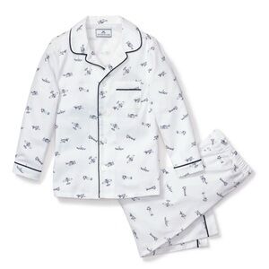 Petite Plume Kid's Twill Pajama Set in Par Avion Size 10